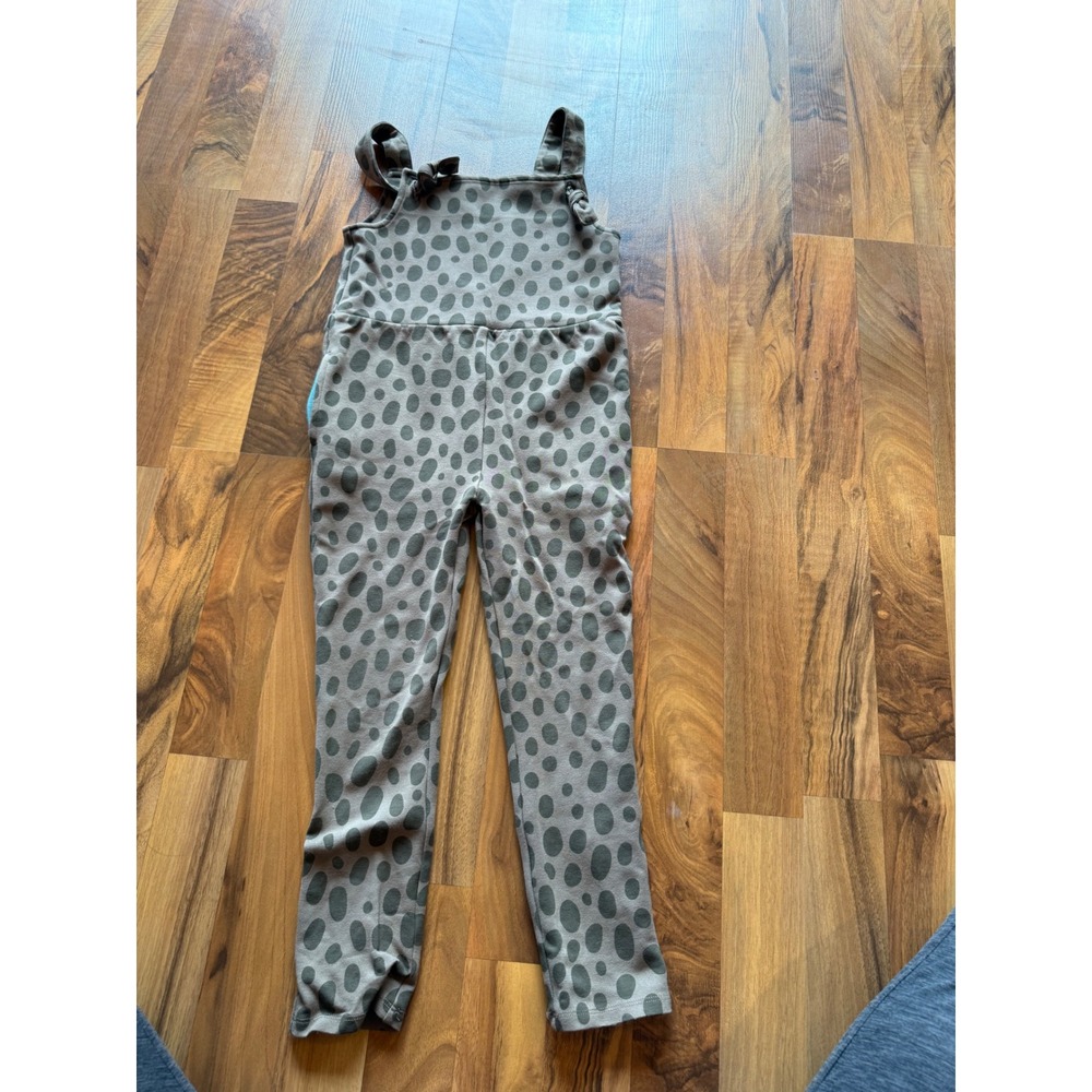 Finding Foxtale Jumpsuit Kids Size 6 Brown Pebble Print Tie Strap Pocket overall